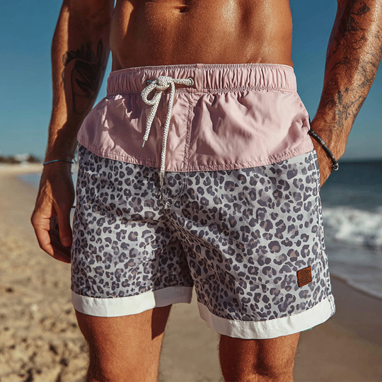 Men's Leopard Print Elastic Sports Shorts DTT25071401