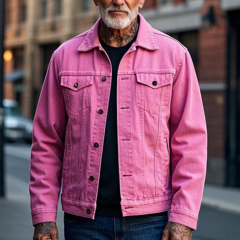 Men's Casual Fashion Lapel Denim Jacket 9902008631480