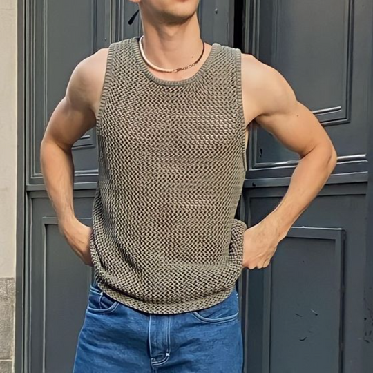 Men's Casual Round Neck Loose Knitted Tank Top 9903253356728