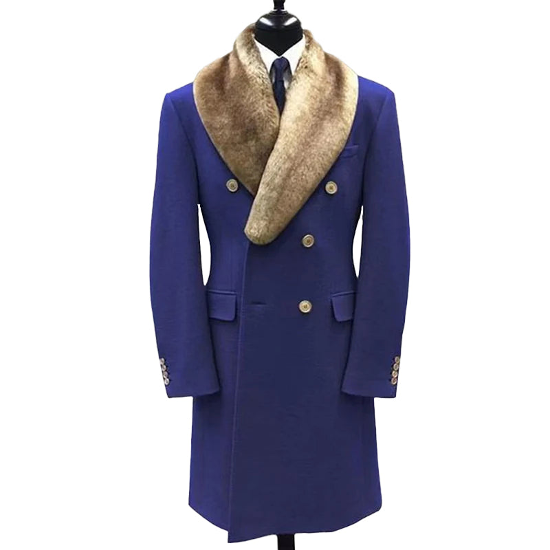 Men's Fashion Casual Fur Lapel Collar Graphic Pattern Long Sleeve Coat 9888554909880