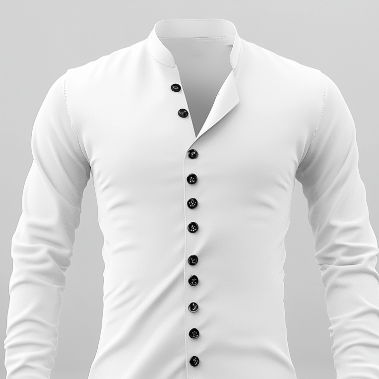 Men's Stand Collar Contrast Button Long Sleeve Shirt 9913233899704