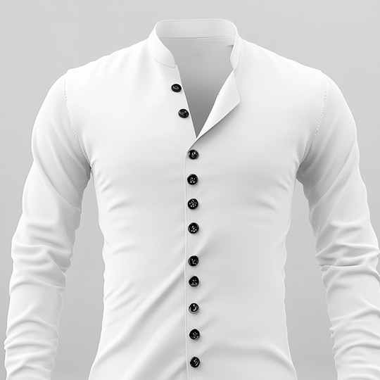 Men's Stand Collar Contrast Button Long Sleeve Shirt 9913233899704