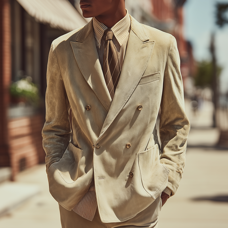 Men's Retro Elegant Faux Suede Loose Suit Jacket DTT25090416