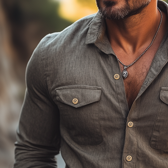 Men's Spring And Autumn Business Retro Long-sleeved Shirt DTT25082038