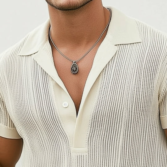 Men's Summer Classic Knitted Breathable V Neck T-Shirt DTT25063004