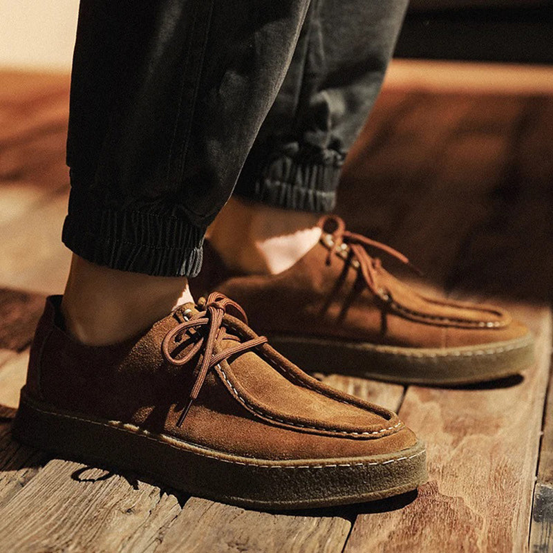 Men's Casual Fashion Cow Suede Genuine Leather Lace-Up Shoes 9891526738104