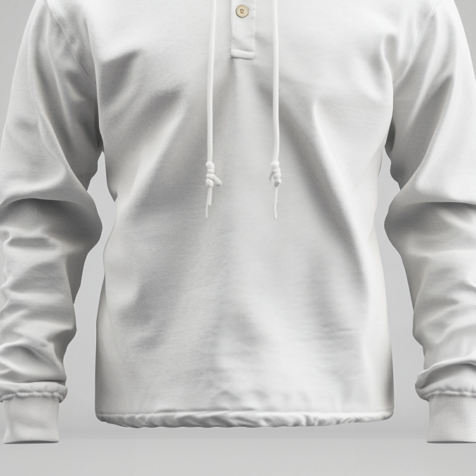 Men's Half Button Long Sleeve Drawstring Solid Hoodie 9913234718904