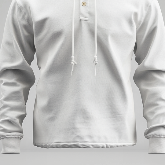 Men's Half Button Long Sleeve Drawstring Solid Hoodie 9913234718904