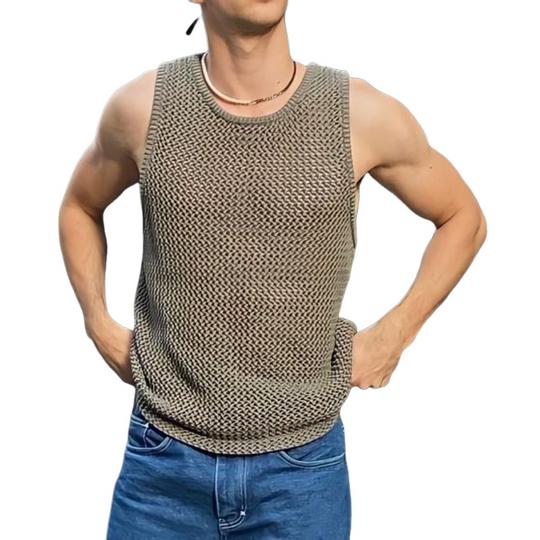 Men's Casual Round Neck Loose Knitted Tank Top 9903253356728