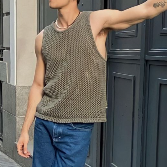 Men's Casual Round Neck Loose Knitted Tank Top 9903253356728