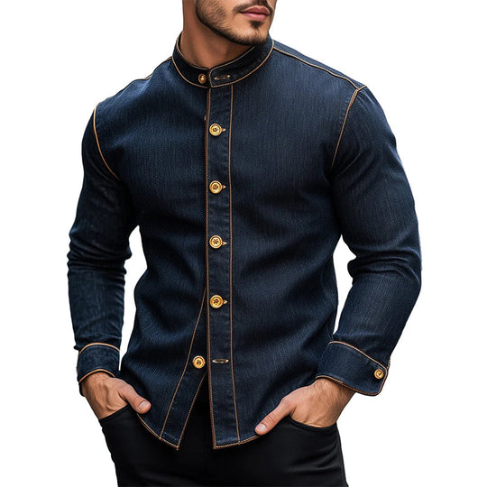 Stylish Stand Collar Denim Jacket 9904640721080