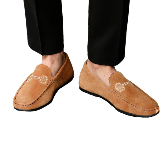 Men's Casual Solid Color Slip On Leather Flat Loafers Shoes Dtt555663544