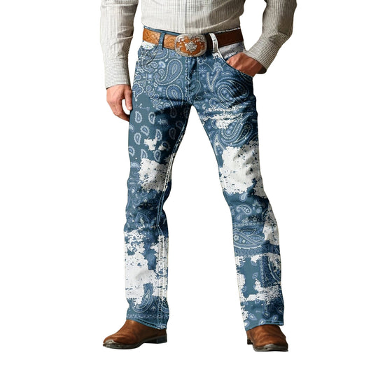 Men's Ink Splashes Print Side Pocket Straight Leg Pants 9945657540792
