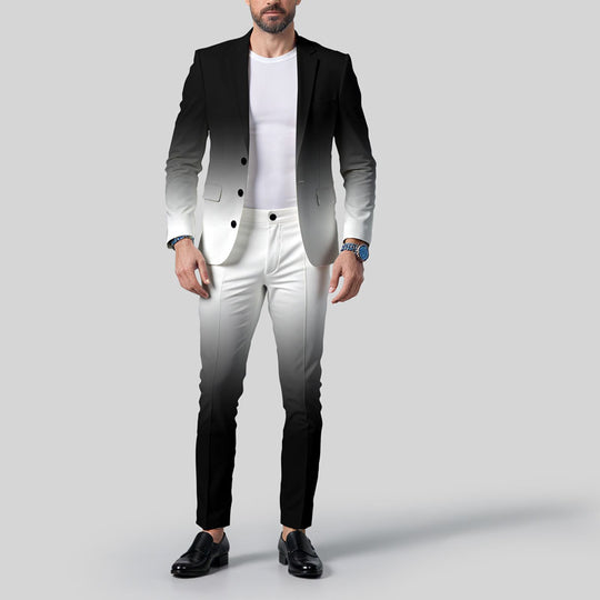 Men's Business Ombre Peak Lapel Blazer & Straight Pants 2Pcs Set Dtt554778808