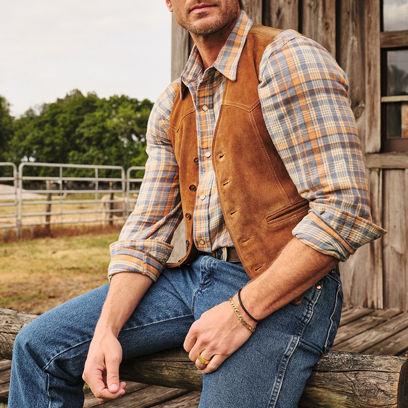 Men's Vintage Suede Single-Breasted Vest DTT25080611