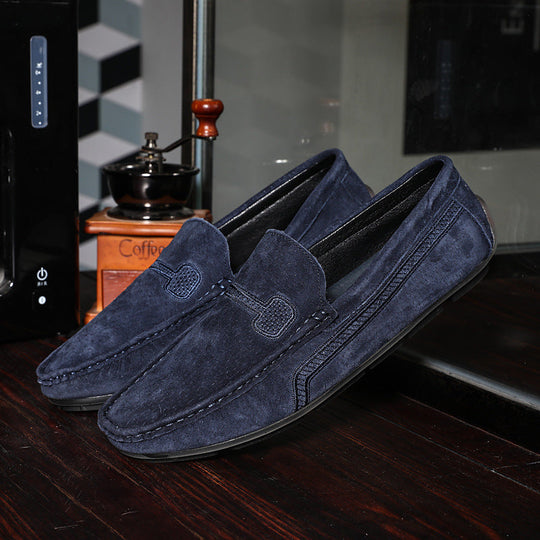 Men's Casual Solid Color Slip On Leather Flat Loafers Shoes 9888555663544