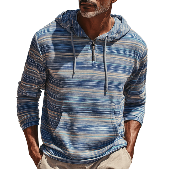 Men's Fashion Striped Print Cotton Blend Hooded Sweatshirt DTT25081812