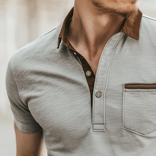Men's Business Colorblock Cotton Short-sleeved POLO Shirt DTT25071414