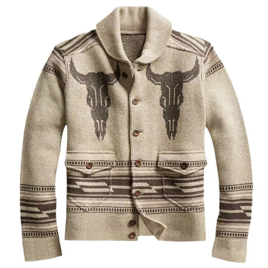 Men's Long Sleeve Lapel Jacquard Knit Jacket 9879610818744