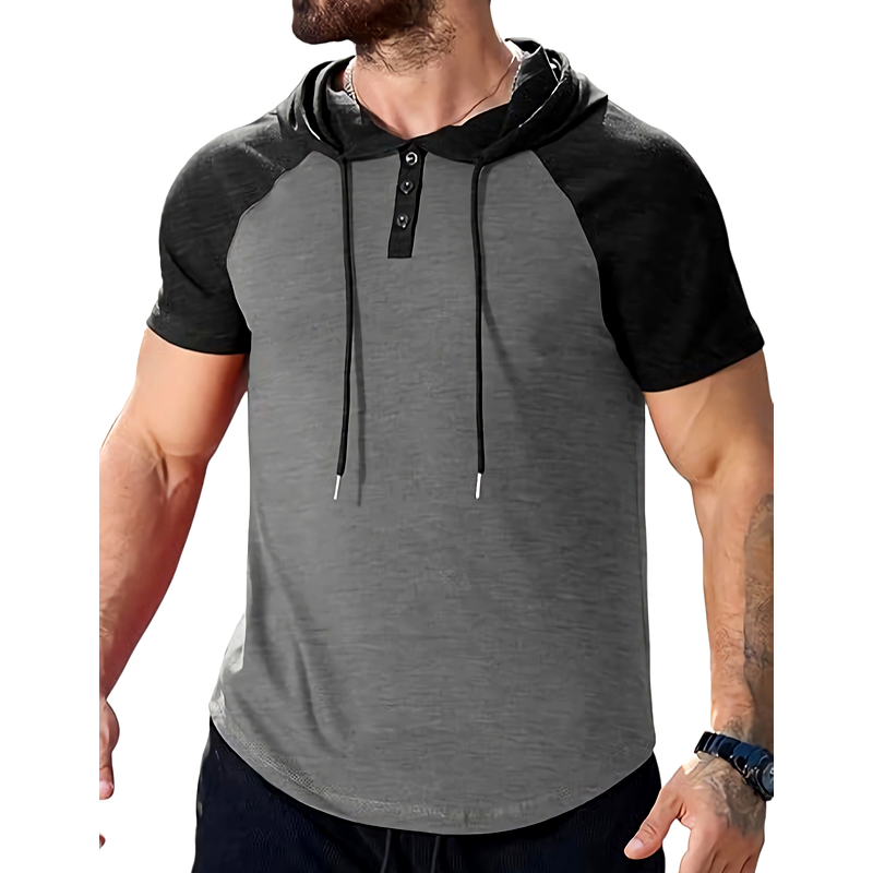 Men's Casual All-match Cotton Blend Short-sleeved Hoodie 9909012594872