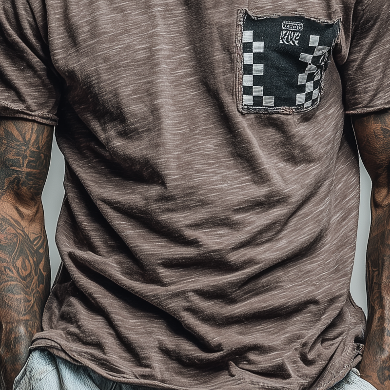 Men's Loose Round Neck Plaid Short Sleeve T-Shirt DTT25062311