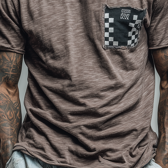Men's Loose Round Neck Plaid Short Sleeve T-Shirt DTT25062311