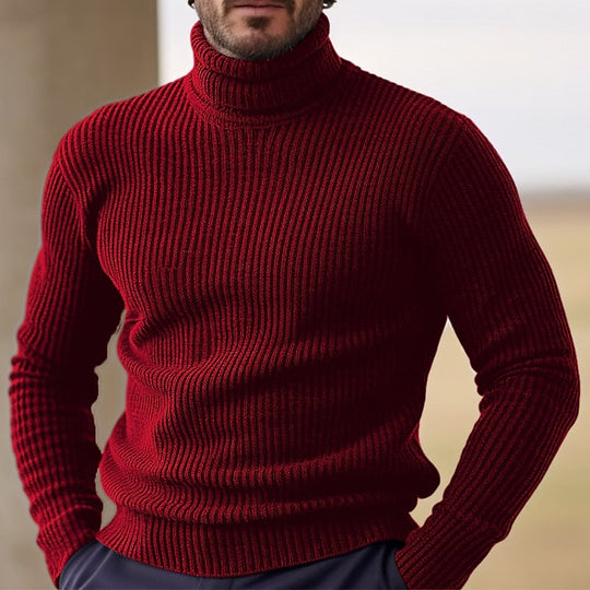 Men's Pullover Solid Turtleneck Long Sleeve Ribbed Knit Thermal Stretchy Sweater 9888552157368