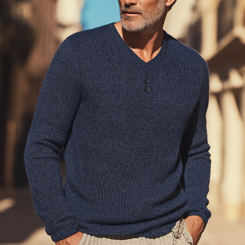 Men's Fashion Mixed Color Knitted Long Sleeve Sweater DTT25081813