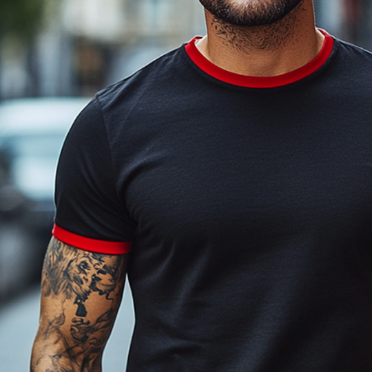 Men's Retro Casual Contrast Color Round Neck Short Sleeve T-Shirt 9903253094584
