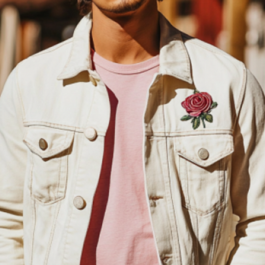 Men's Classic Casual Denim Embroidered Lapel Jacket 9892392206520