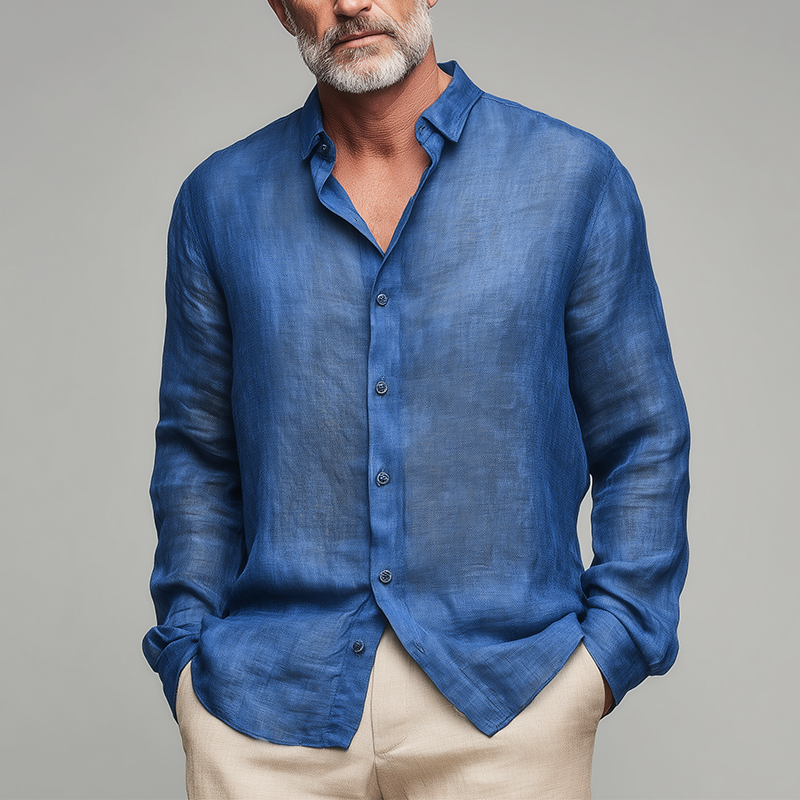 Men's Summer Fashion Slub Linen Long Sleeve Shirt DTT25082006
