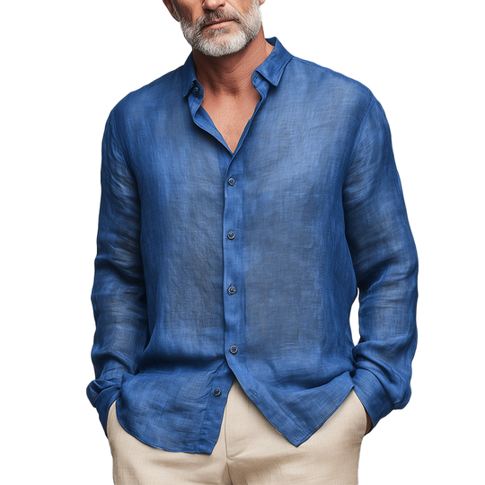 Men's Summer Fashion Slub Linen Long Sleeve Shirt DTT25082006