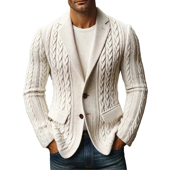 Men's Fashion Solid Color Lapel Knitted Jacket 9888735789240