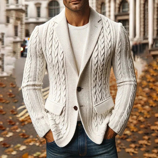 Men's Fashion Solid Color Lapel Knitted Jacket 9888735789240