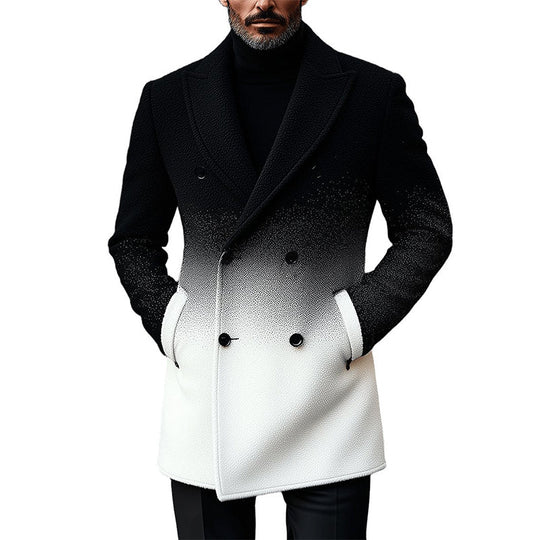 Men's Stylish Gradient Double-breasted Woolen Coat 9888733921464