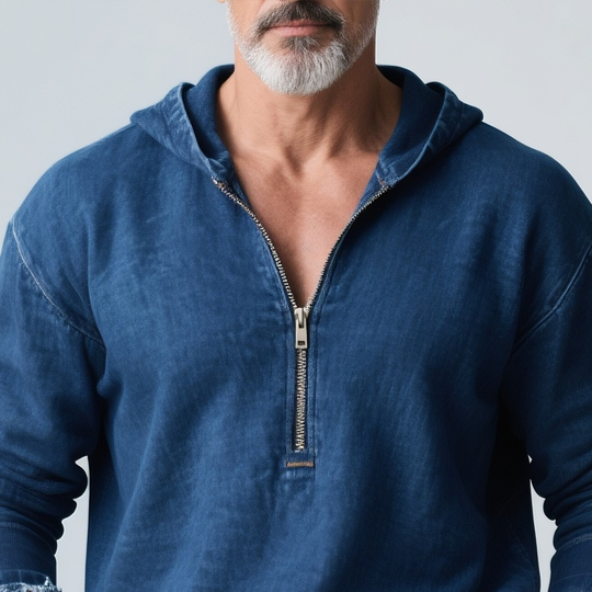 Men's Fashion Hooded Long Sleeve Denim Shirt DTT25072918