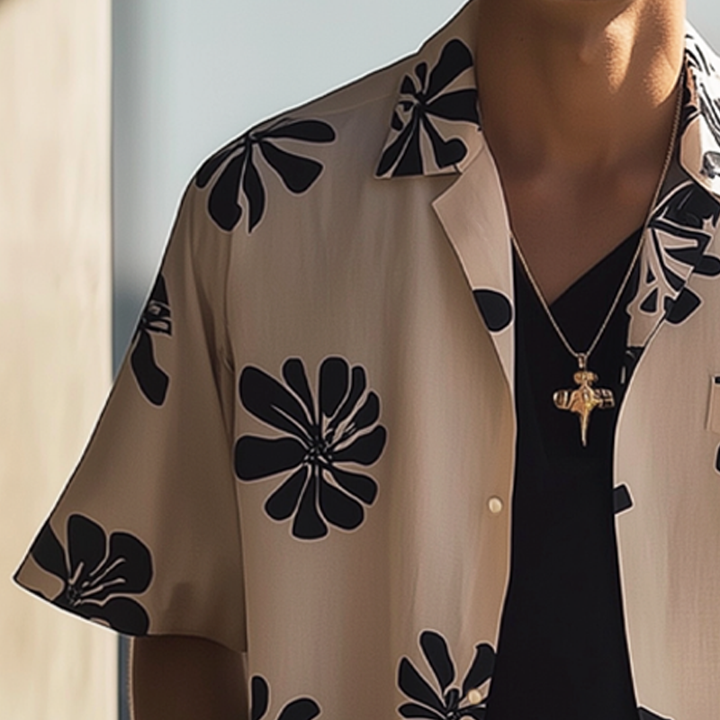 Men's Summer Casual Printed Loose Short Sleeve Shirt DTT25061101