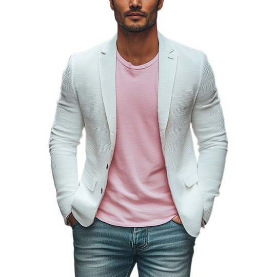 Men's Classic Casual Slim Fit Solid Color Waffle Blazer (No Chest Pockets) 9907265372344