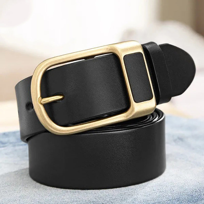 Business Casual PU Leather Square Buckle Cowboy Waistband Belt 9888555139256