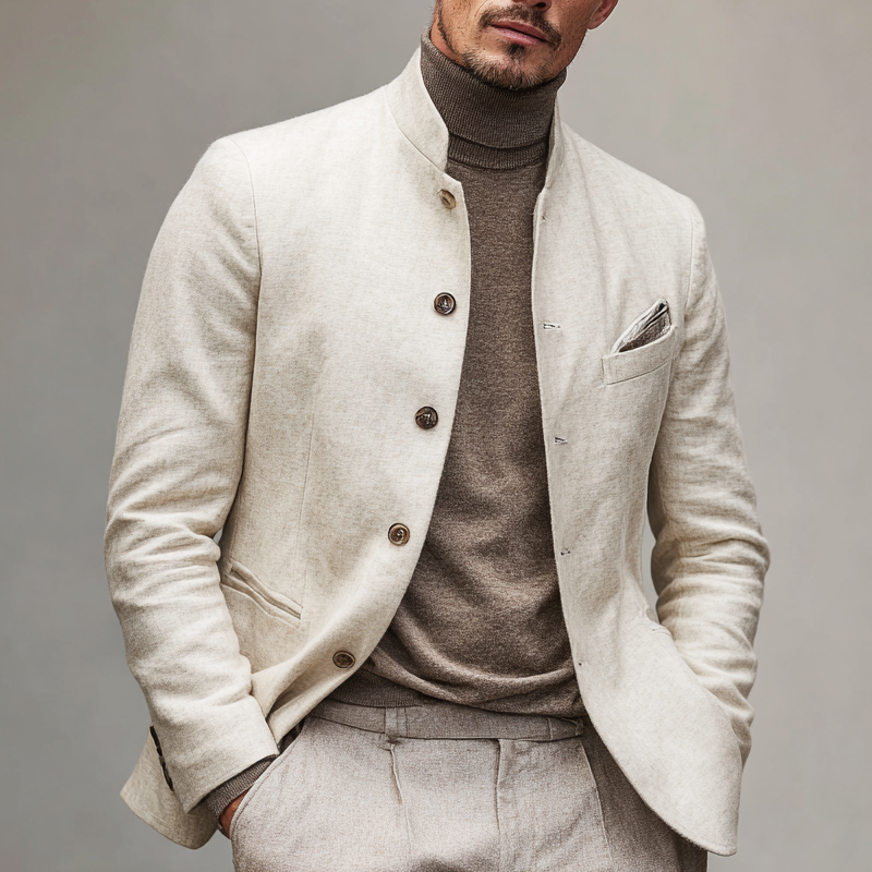 Men's Fashion Stand Collar Single Breasted Casual Jacket DTT25082813