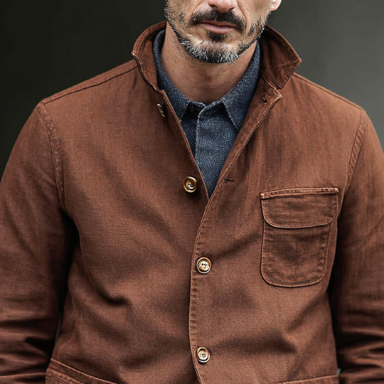 Men's Washed Cotton Lapel Multi-pocket Single Breasted Casual Jacket DTT25082520
