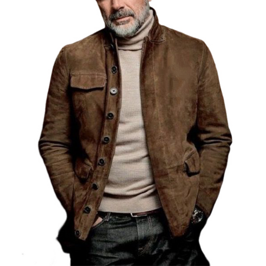 Men's Classic Vintage Casual Multi-Pocket Button Suede Jacket 9901326827704
