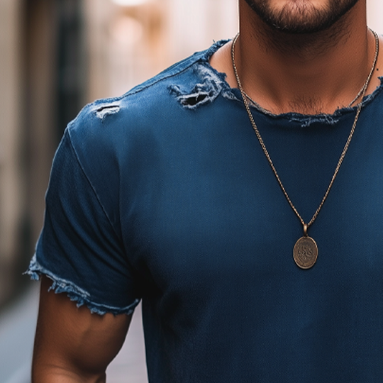 Men's Summer Round Neck Ripped Short Sleeve T-Shirt DTT25073005