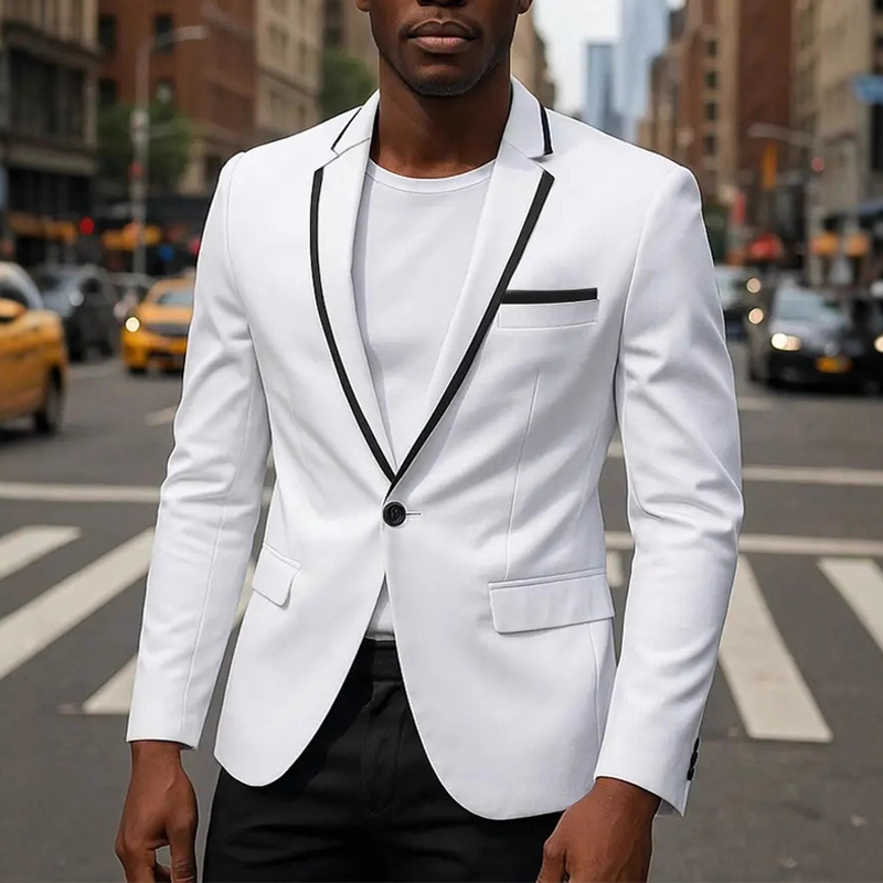 Men's Contrasting Color Casual Single-breasted Blazer DTT25072508