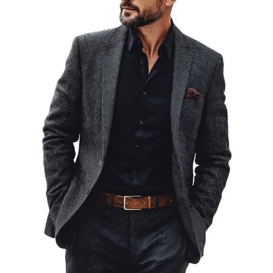 Men's Heathered Fabric Notch Lapel Two Buttons Blazer DTT25082033