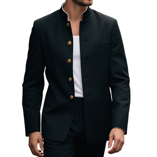 Men's Retro Casual Stand Collar Single Breasted Blazer DTT25071815