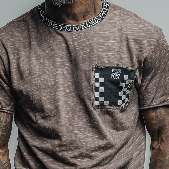 Men's Loose Round Neck Plaid Short Sleeve T-Shirt DTT25062311