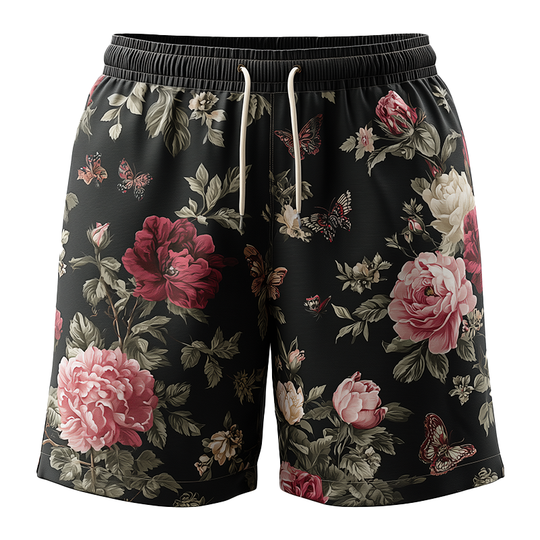 Men's Summer Fashion Flower Print Polyester Blend Casual Shorts DTT25070306