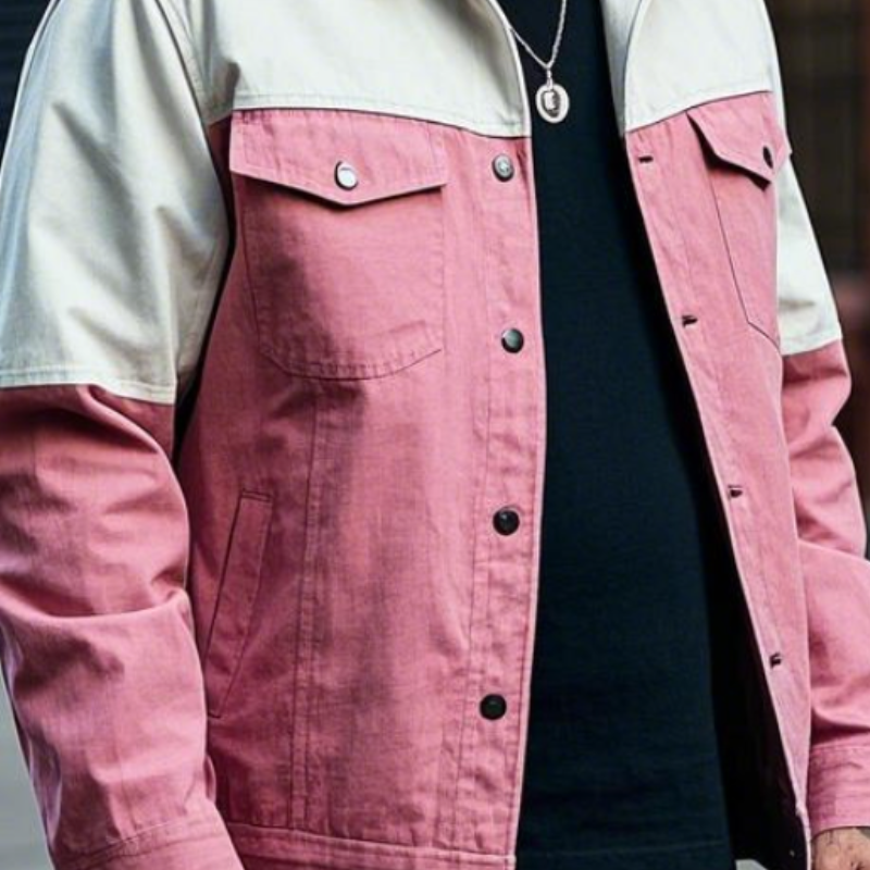 Men's Casual Fashion Lapel Patchwork Denim Jacket 9903594504376