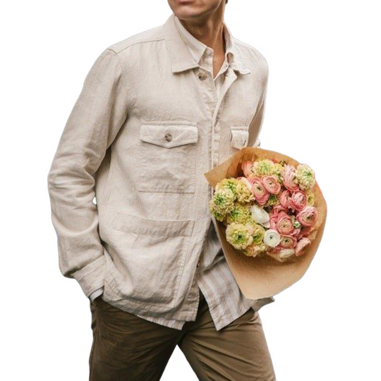 Men's Casual Linen Lapel Single Breasted Multi-Pocket Jacket 9902010269880